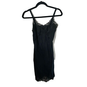 Vintage‎ Radcliffe Black Floral Lace Nightie Sleepwear Slip Dress Womans Size 32